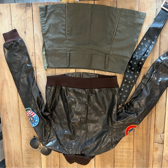 Leg Avenue Bomber Jacket Set 4 Piece Costume Size S/P - Picture 4 of 4